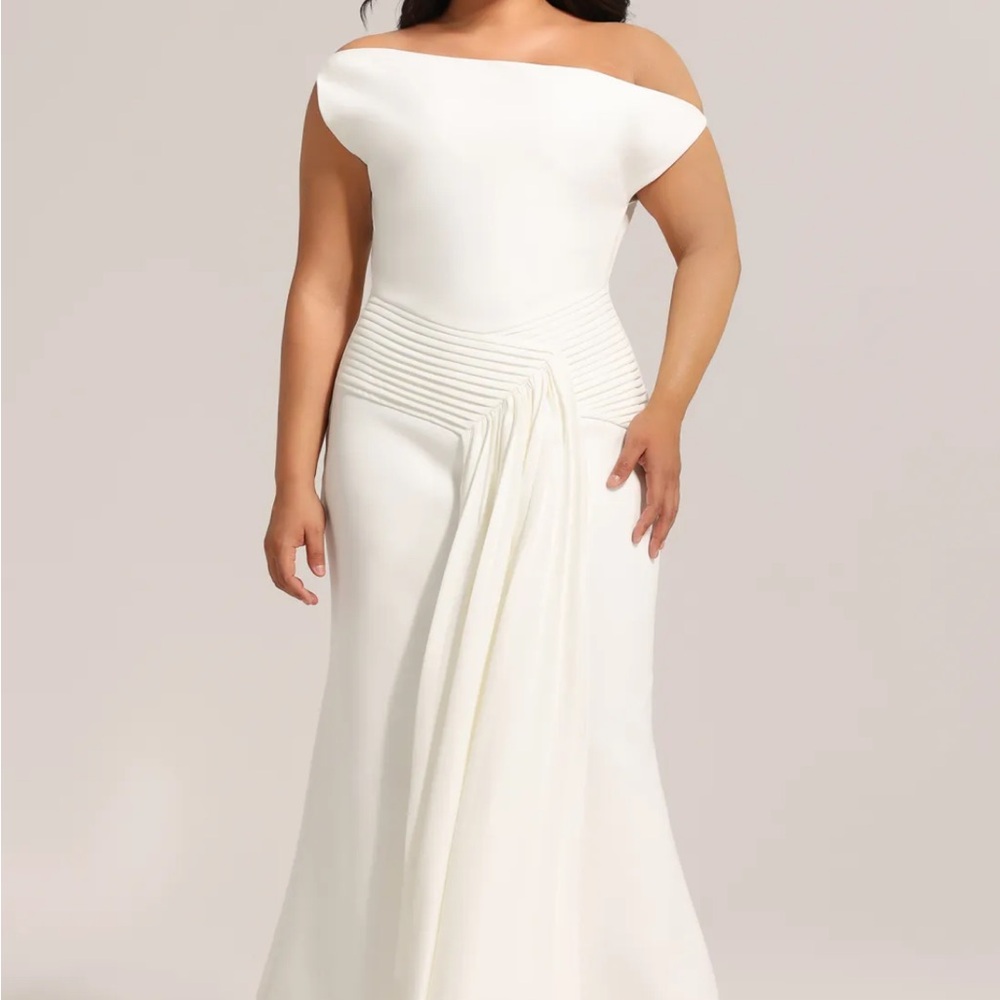 Elegant White Off-Shoulder Dress(HIGH STRETCH)